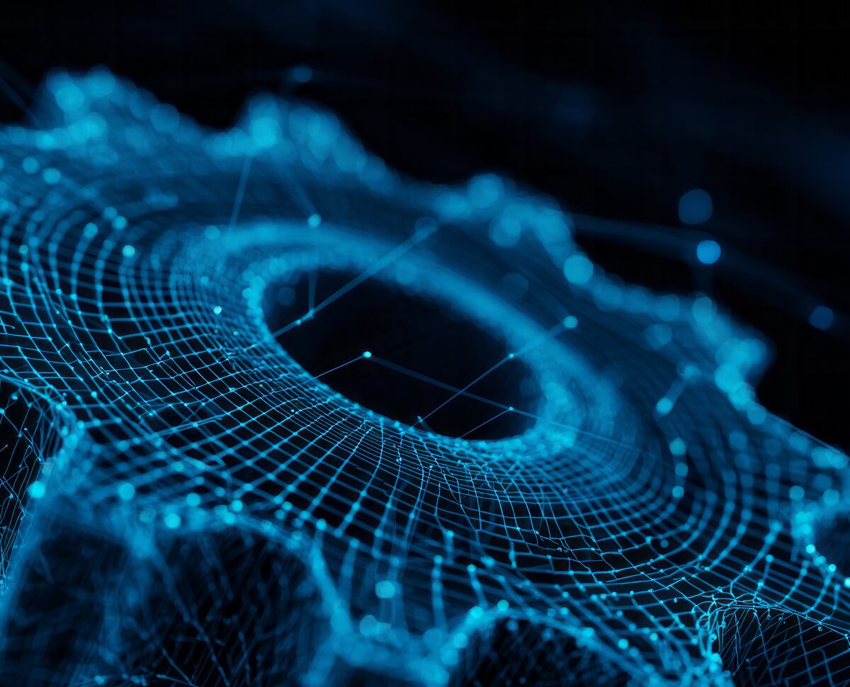 Glowing digital network illustrating business automation