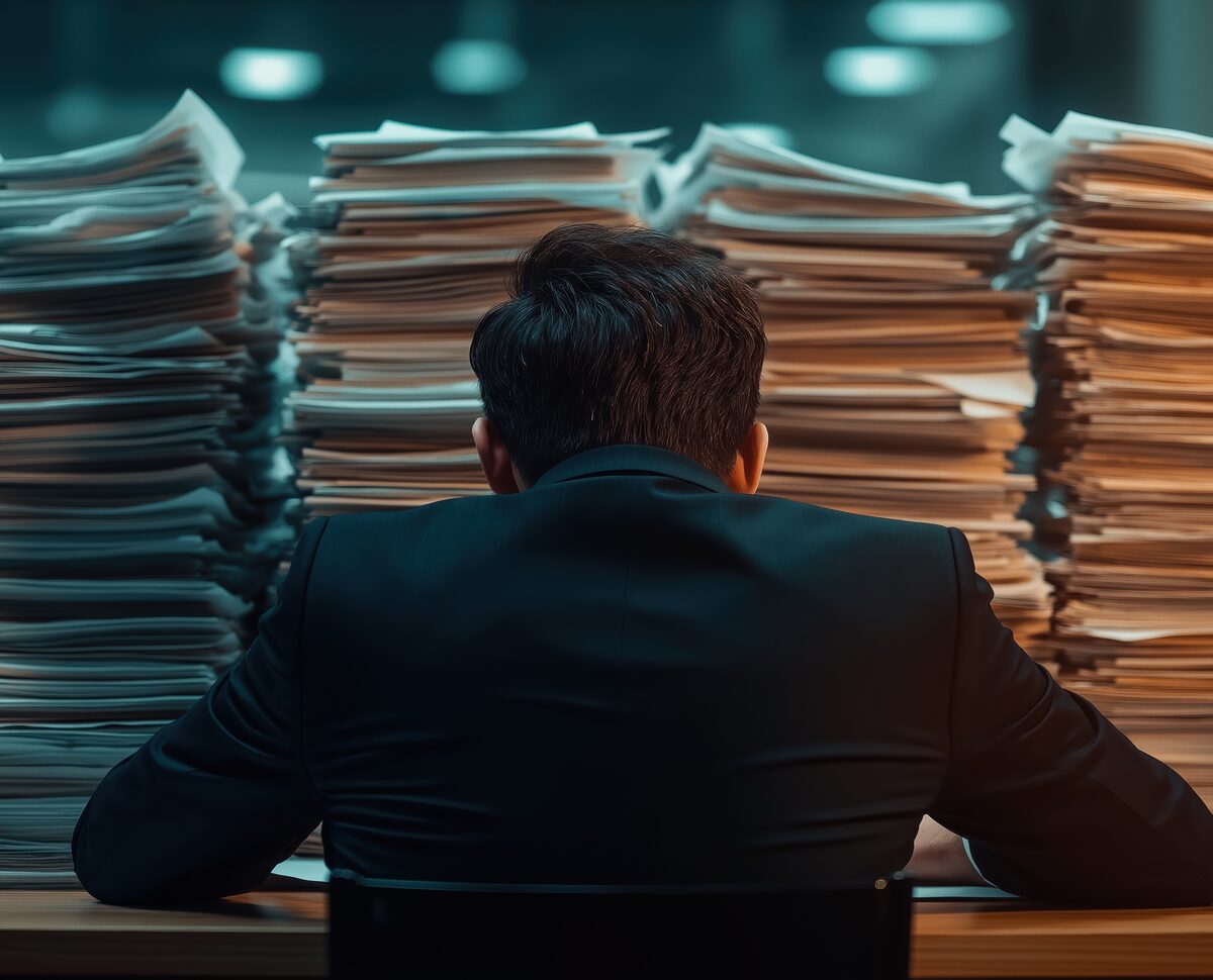 Clock and stacked repetitive tasks illustrating time lost each week